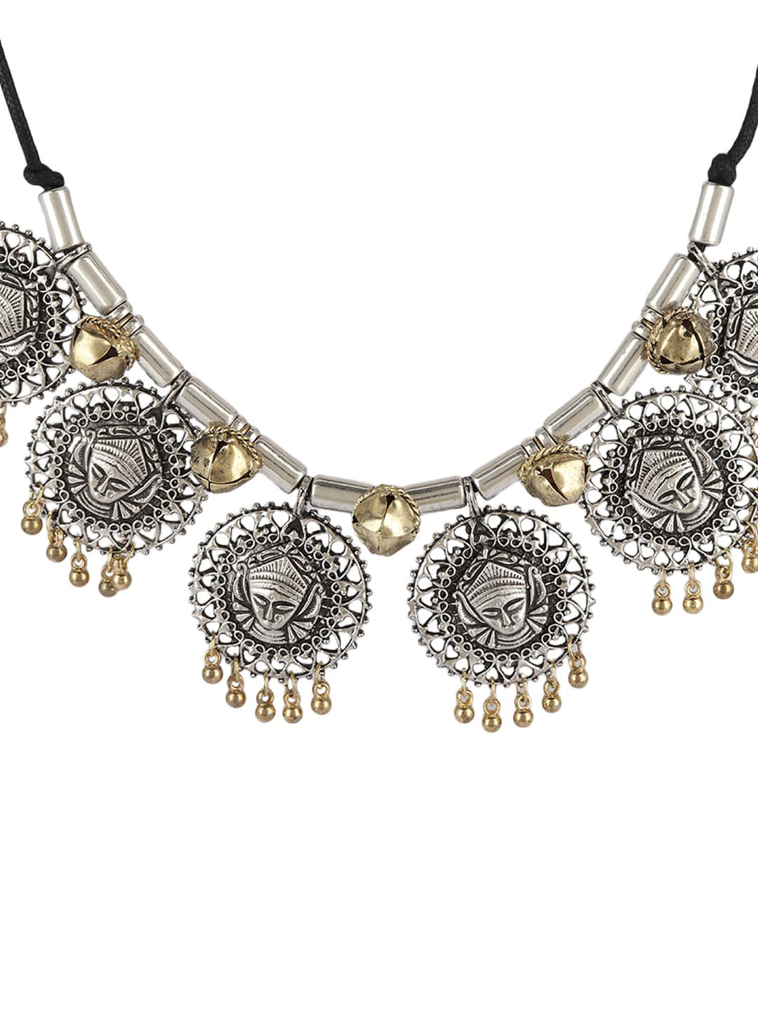 

Mali Fionna Silver-Toned Alloy Oxidised Necklace