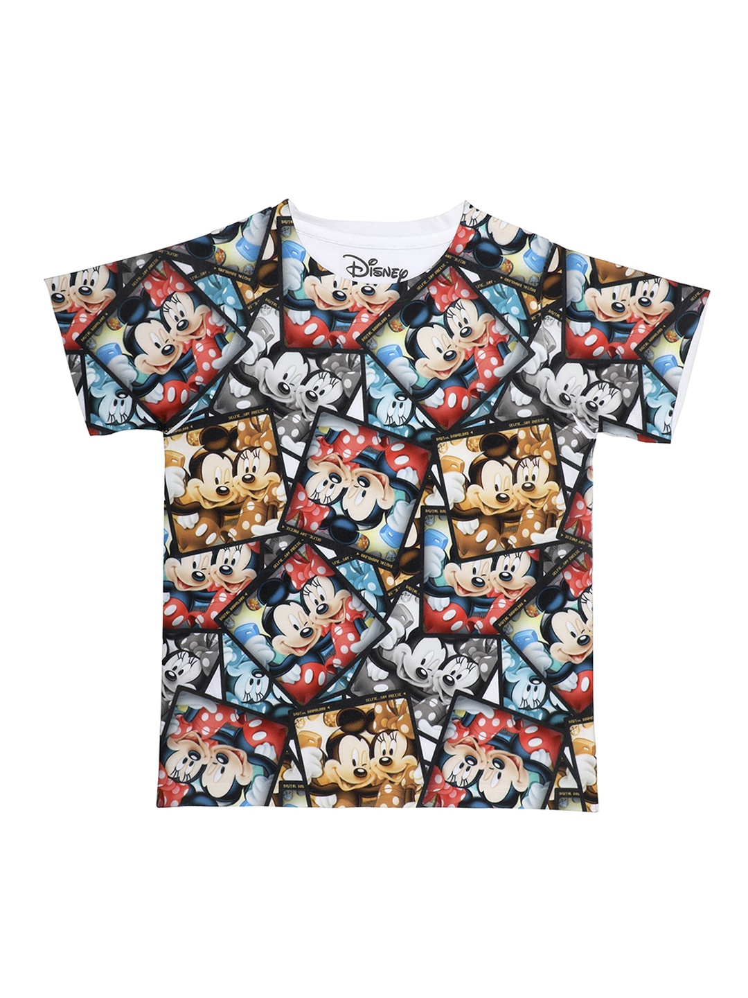 

Disney by Wear Your Mind Boys White Mickey Mouse Printed Round Neck T-shirt