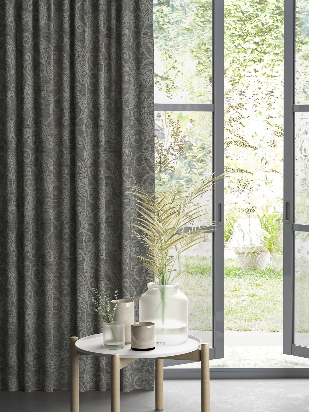 

DDecor Grey Single Solid Long Door Curtain