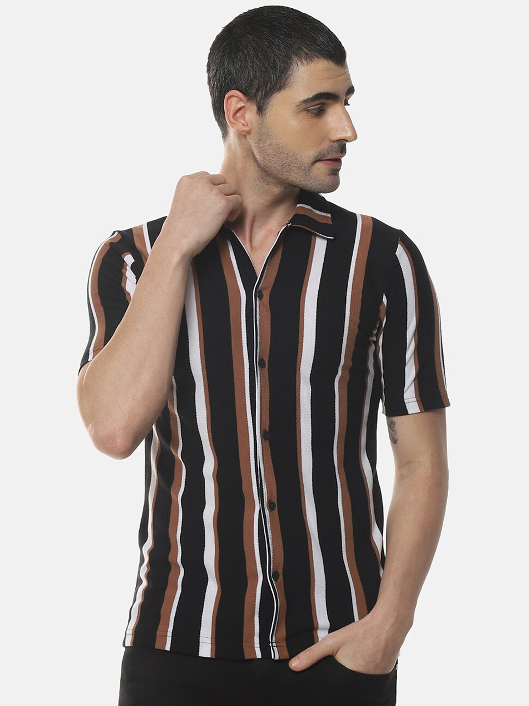 

Campus Sutra Men Multicoloured Regular Fit Striped Casual Shirt, Multi