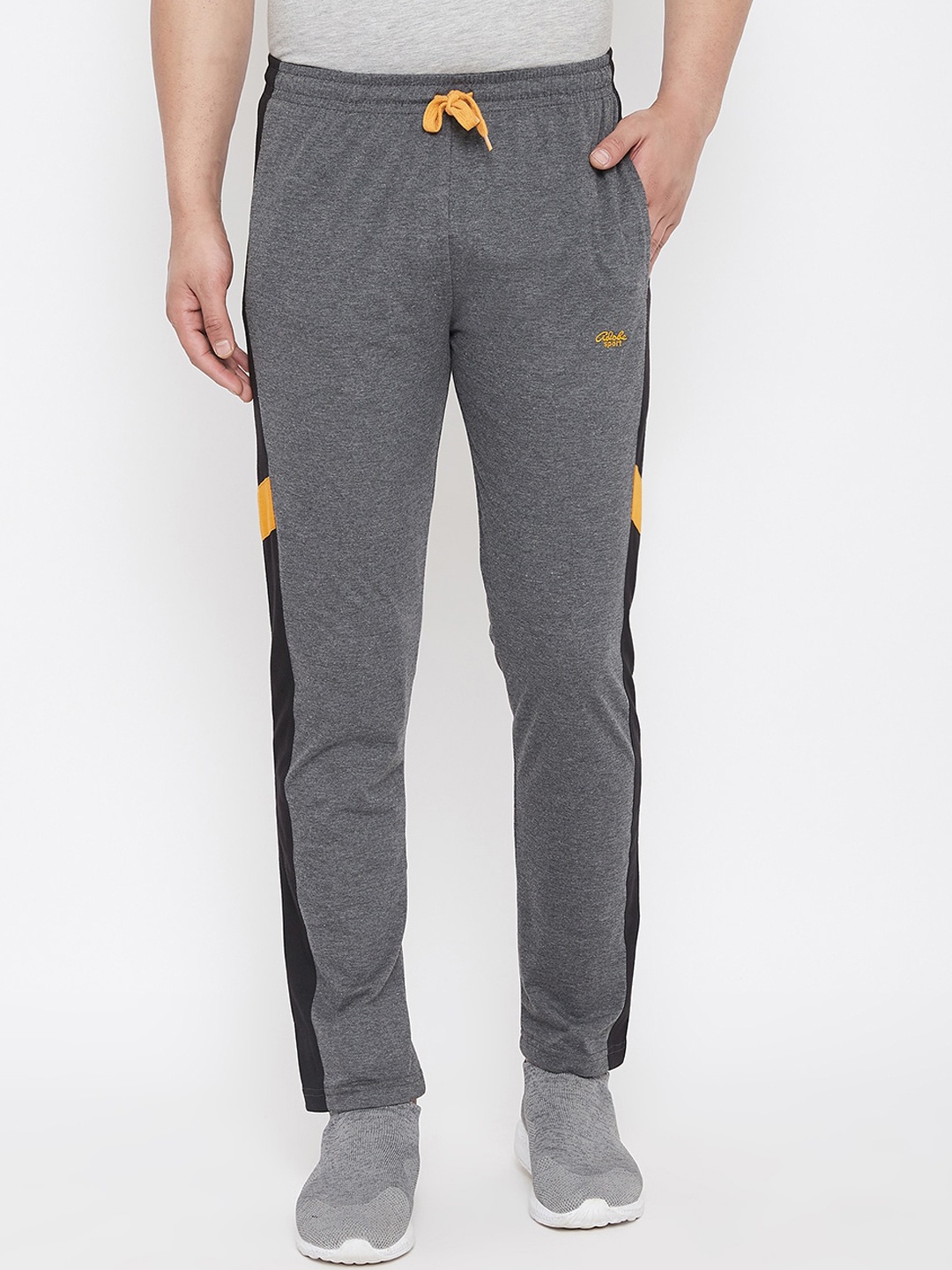 Adobe Men Charcoal Grey Solid Straight-Fit Track Pants