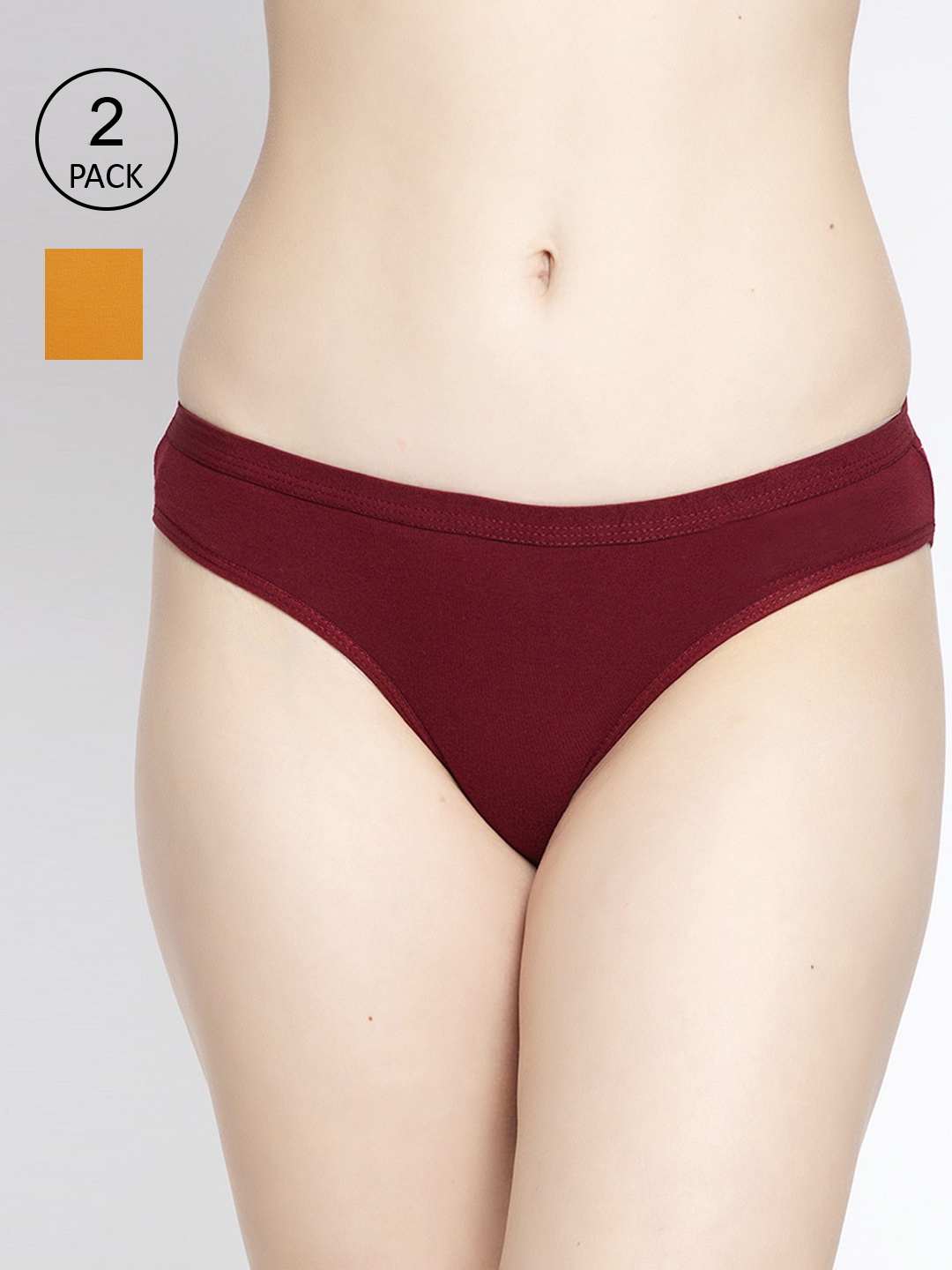 

GRACIT Women Pack Of 2 Solid Bikini Briefs PW35-14-26, Maroon