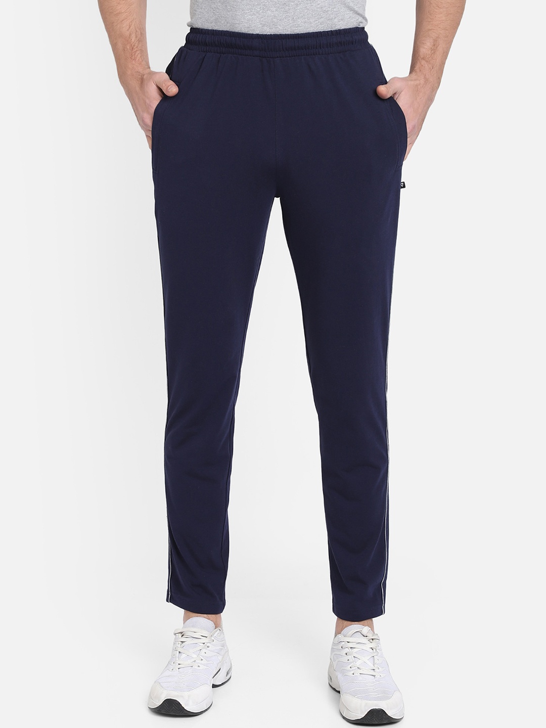 PROTEENS Men Navy Blue Solid Straight-Fit Track Pants