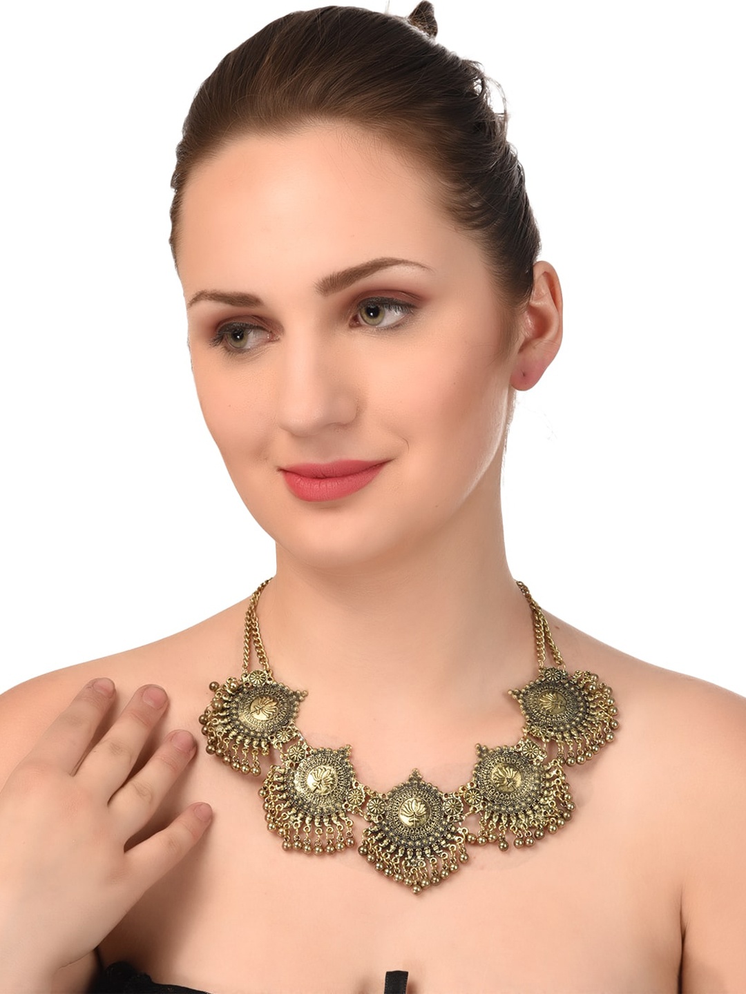 

Mali Fionna Gold-Toned Alloy Oxidised Necklace