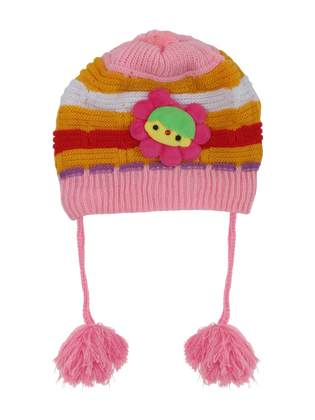 

Superminis Unisex Kids Pink & Orange Self Design Beanie