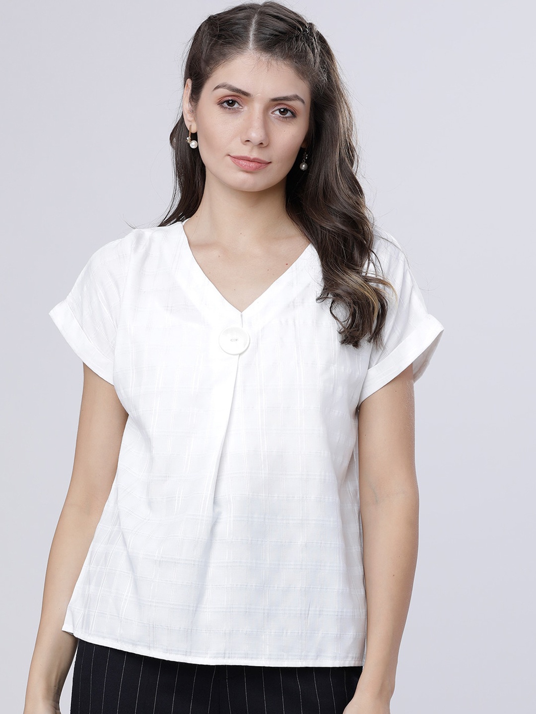 

Tokyo Talkies Women White Checked Top