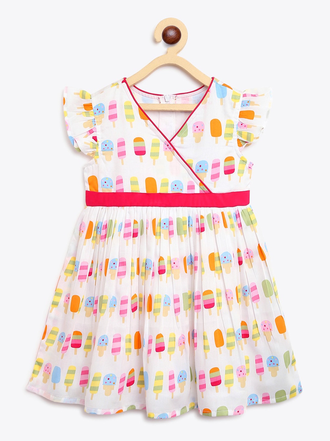 

Campana Girls White Printed Wrap Dress
