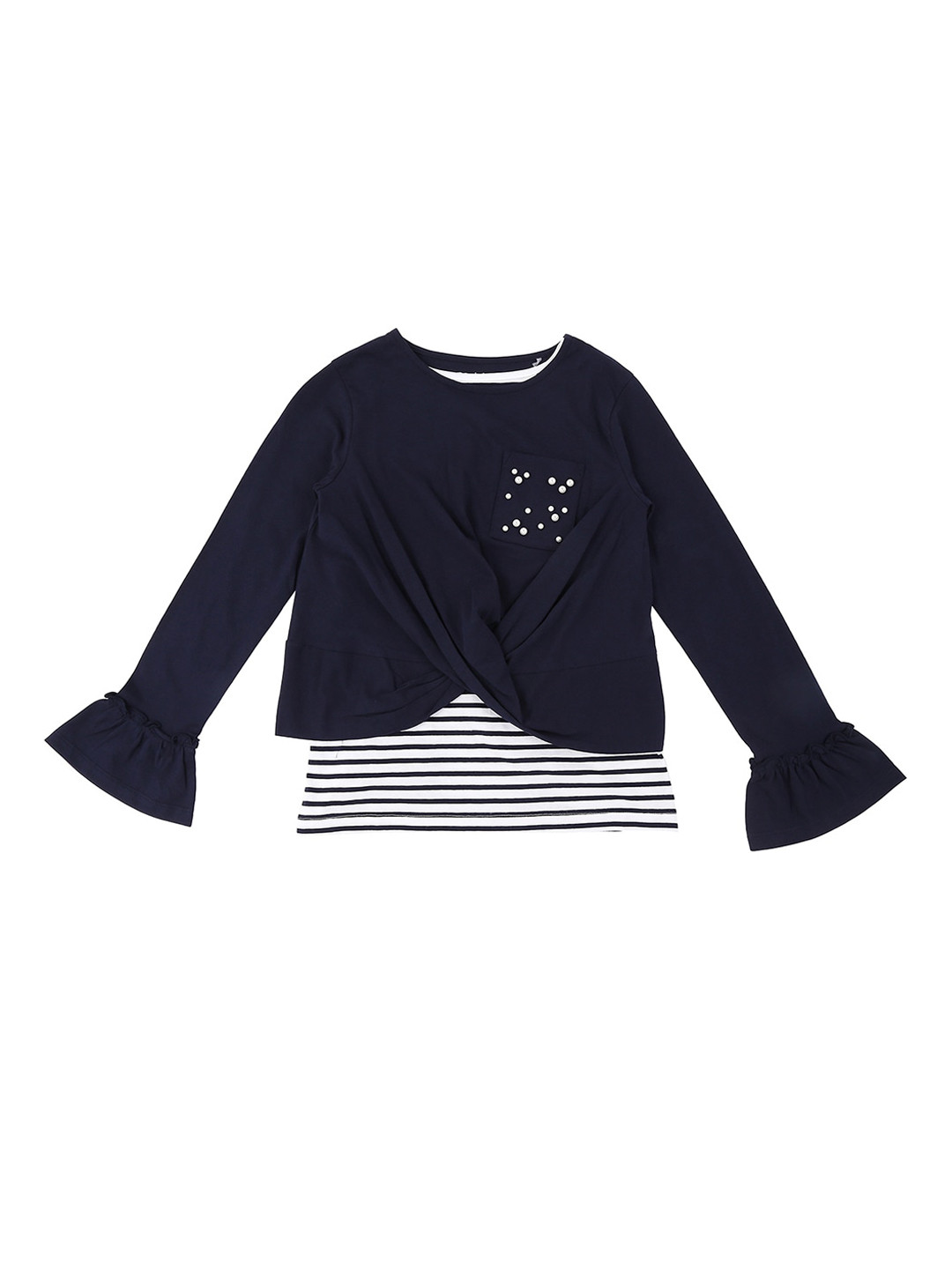 

Pantaloons Junior Girls Navy Blue Solid Round Neck T-shirt