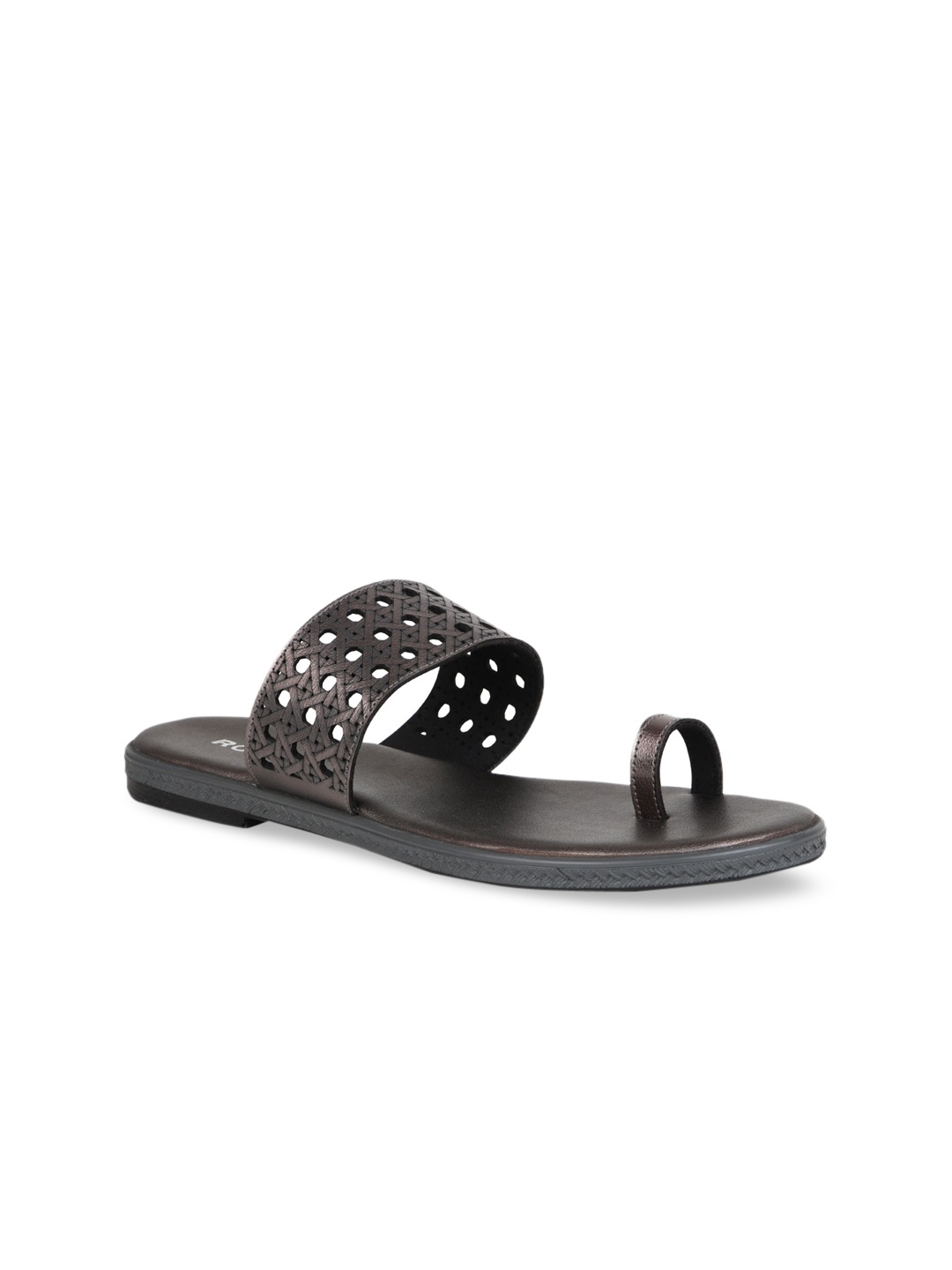 

Rocia Women Gunmetal-Toned Solid One Toe Flats, Metallic