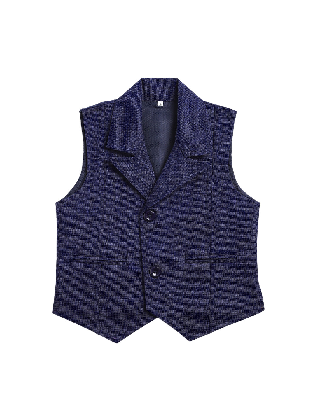 

Kidling Boys Navy Blue Woven-Design Waistcoat