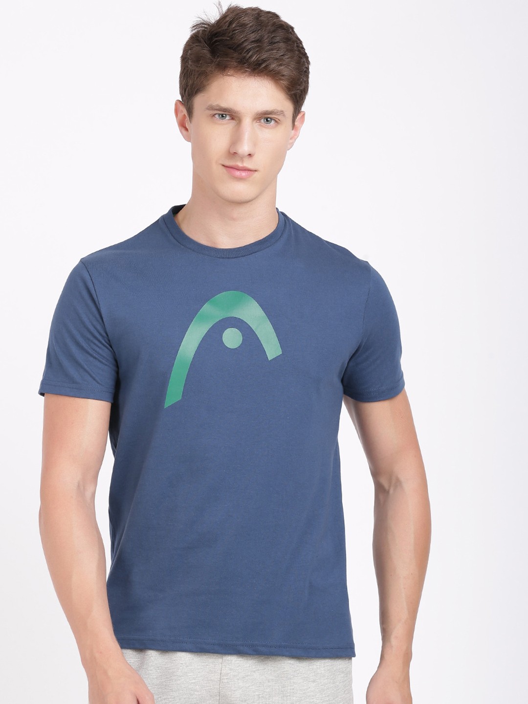 

Head Men Navy Blue Printed Slim Fit Cotton Outdoor T-shirt