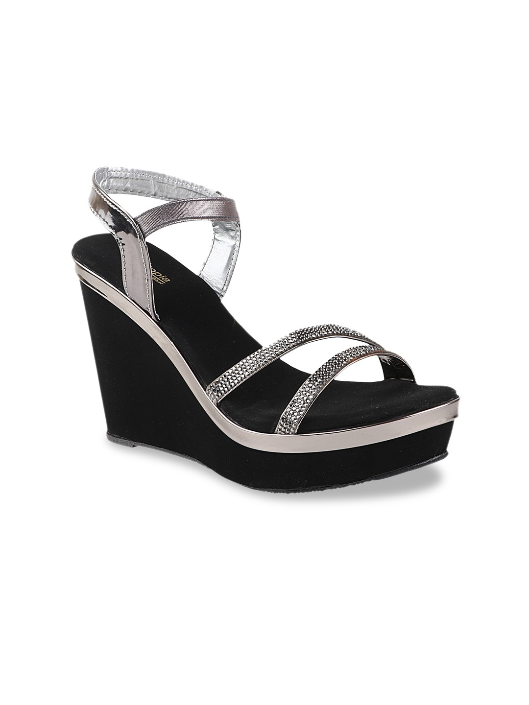 

Shoetopia Women Grey Embellished Wedges