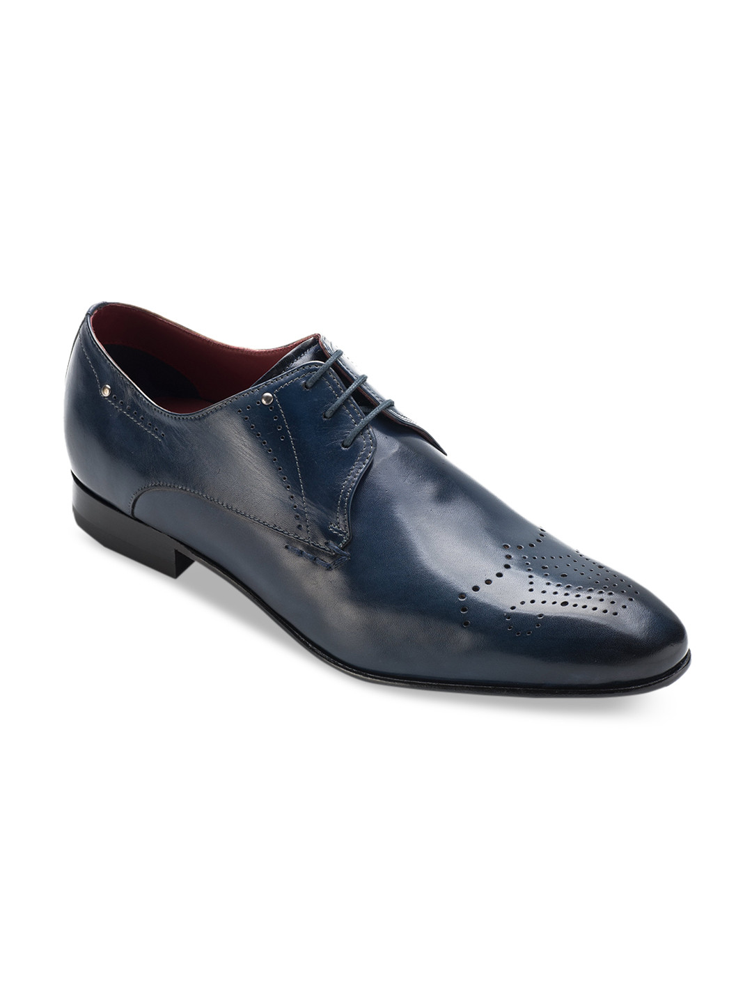 

Heel & Buckle London Men Blue Solid Leather Formal Derbys