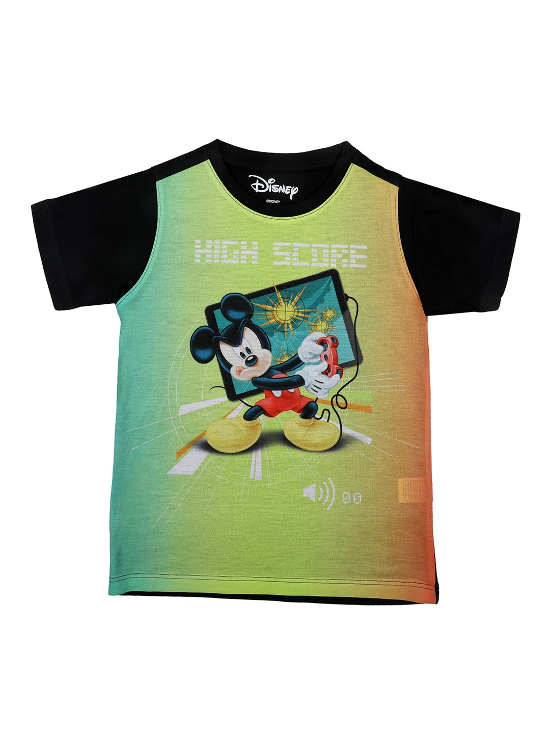 

Disney by Wear Your Mind Boys Black Mickey Mouse Printed Round Neck T-shirt