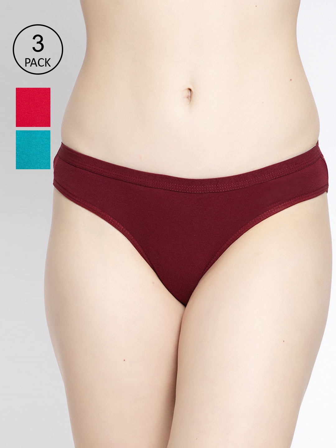 

GRACIT Women Pack Of 3 Solid Bikini Briefs PW35-03-14-20-, Red