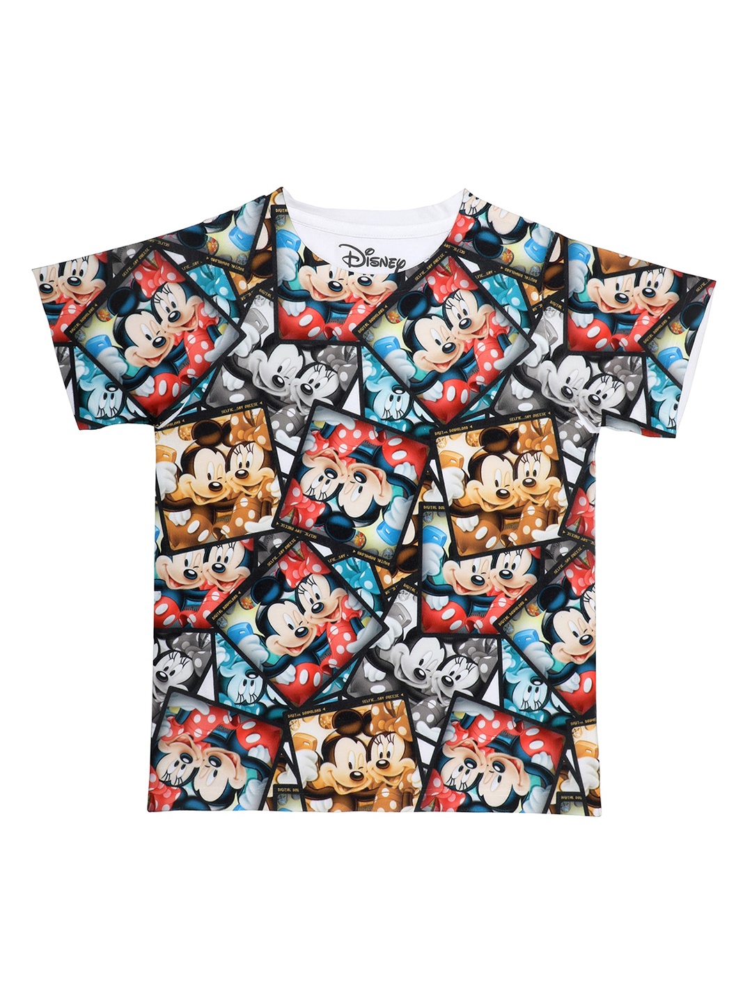 

Disney by Wear Your Mind Boys White Mickey Mouse Printed Round Neck T-shirt