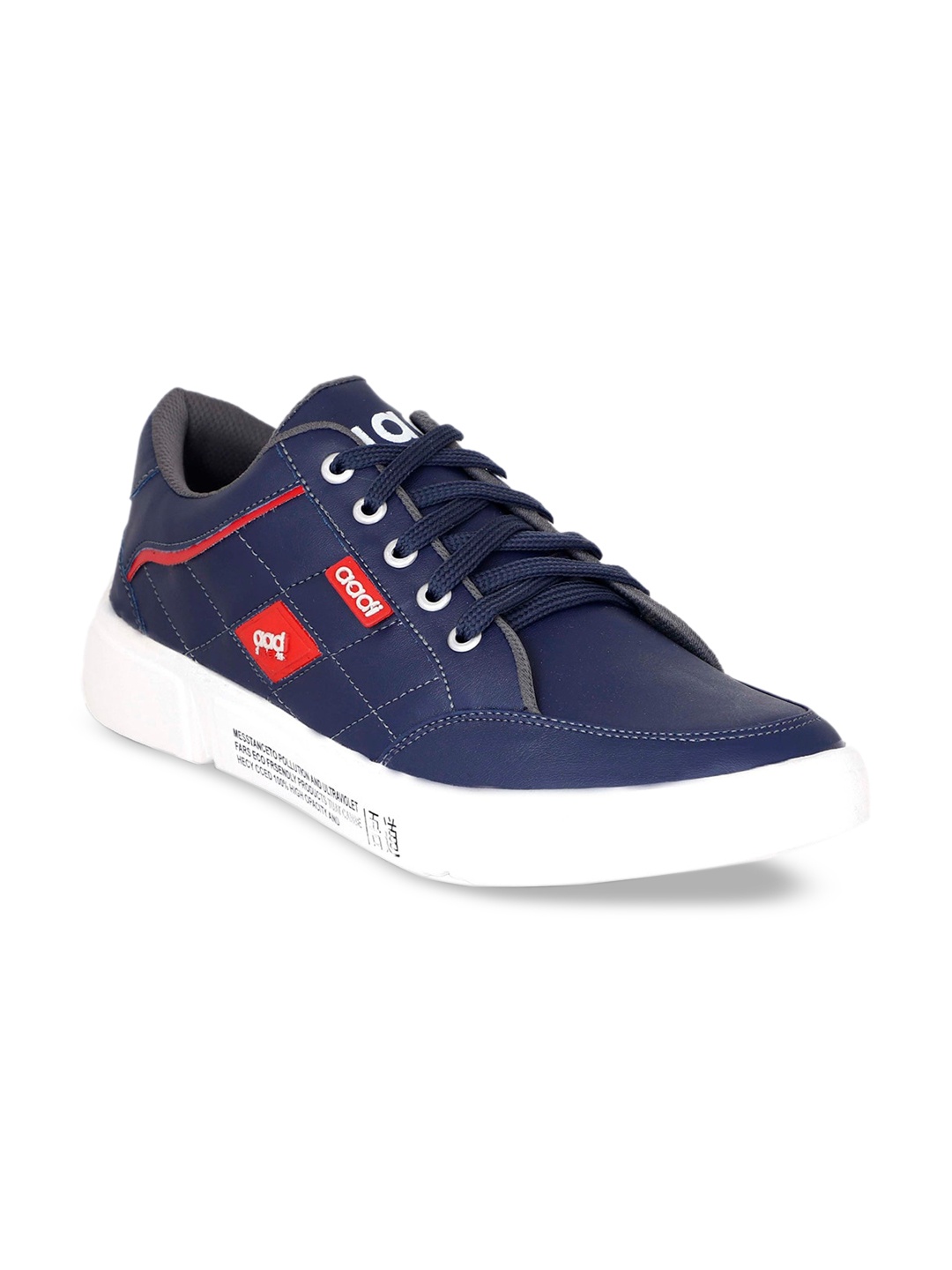 

aadi Men Blue Solid Leather Outdoor Casual Sneakers