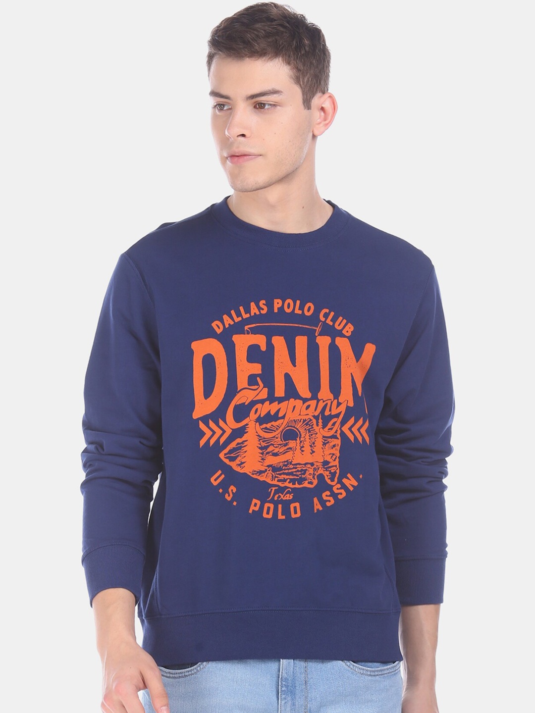 

U.S. Polo Assn. Men Blue Printed Sweatshirt