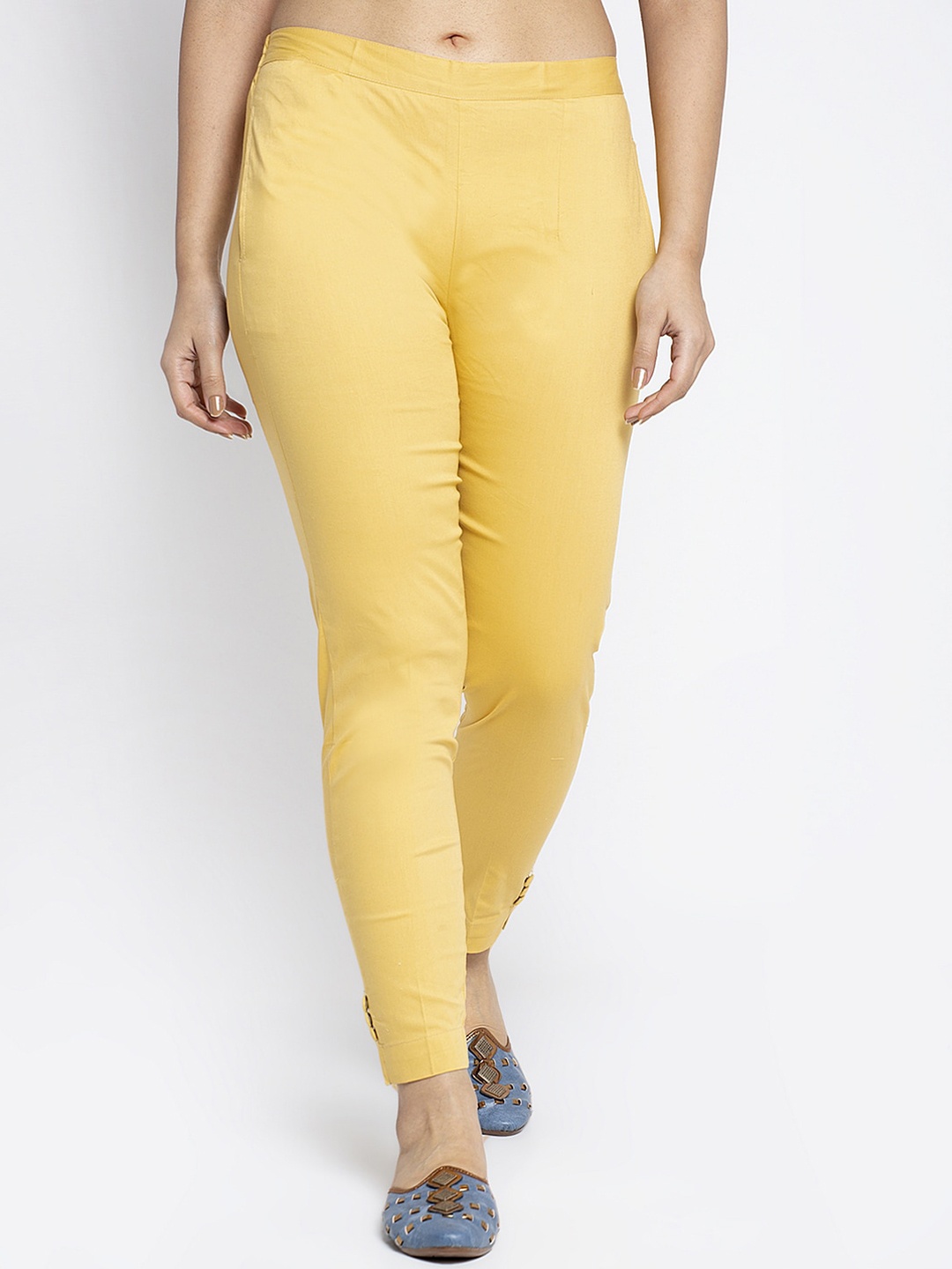 

GRACIT Women Beige Slim Fit Solid Cigarette Trousers