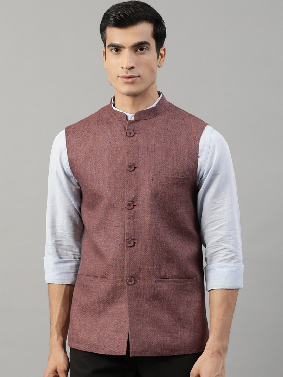 

HARSAM Men Brown Solid Regular Fit Waistcoat