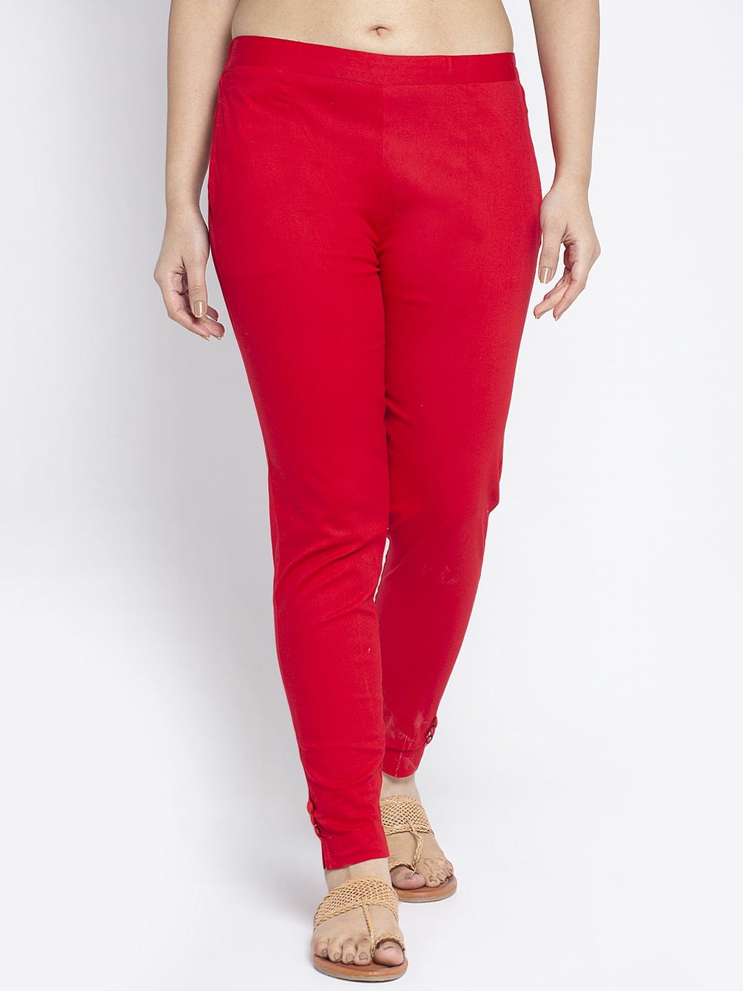 

GRACIT Women Red Slim Fit Solid Regular Trousers