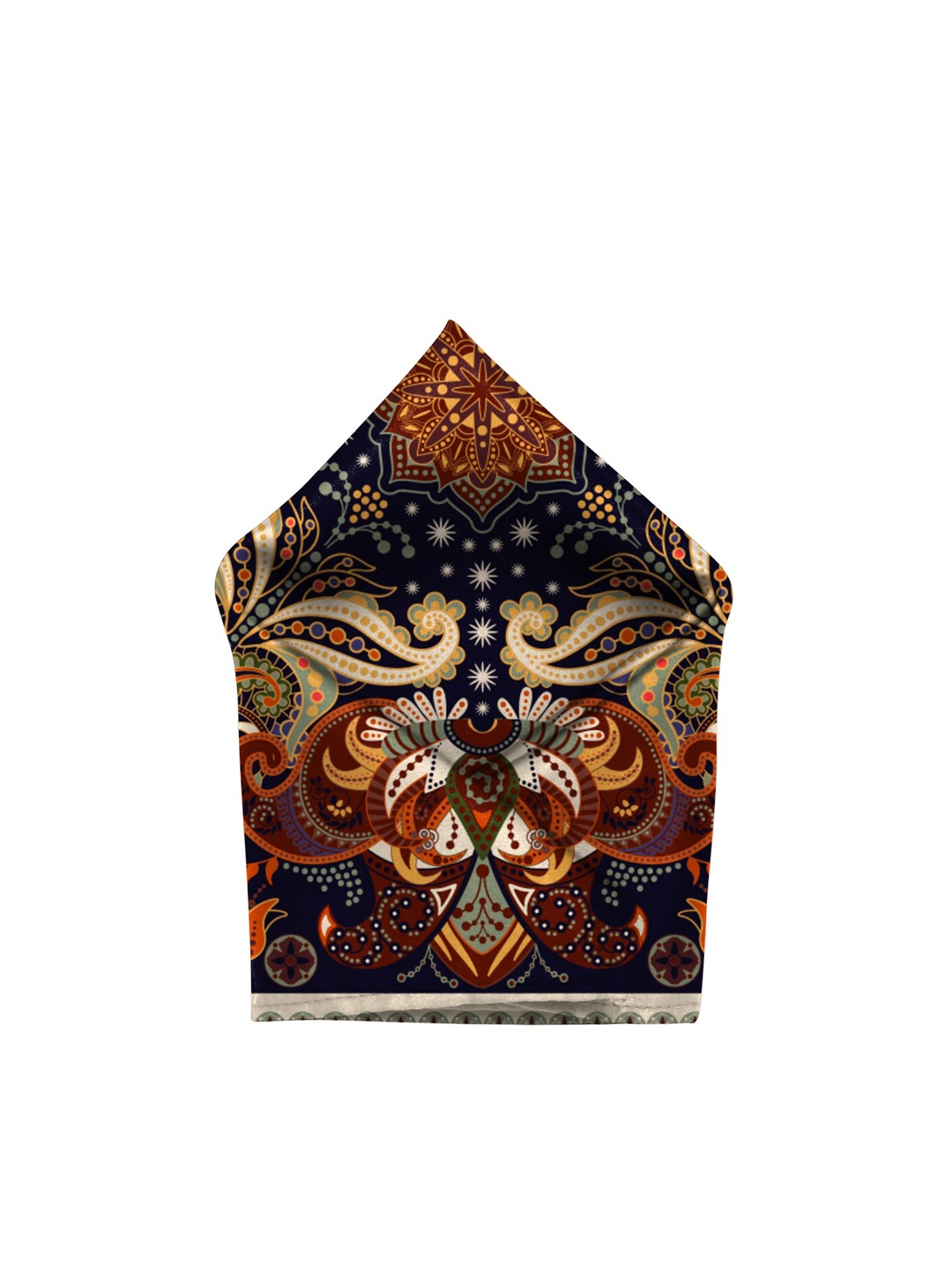 

Blacksmith Men Navy Blue & Brown Printed Sustainable Pocket Square