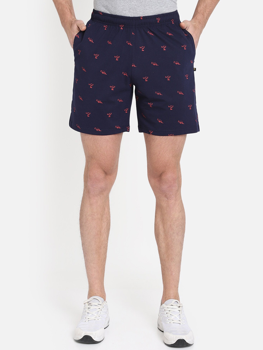 

PROTEENS Men Navy Blue & Red Printed Regular Fit Shorts