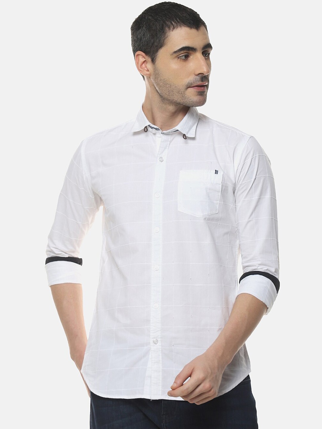 

Campus Sutra Men White Regular Fit Checked Casual Shirt