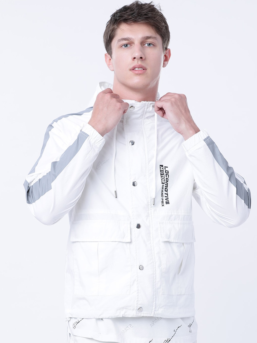 

LOCOMOTIVE Men White Printed Tailored Shacket