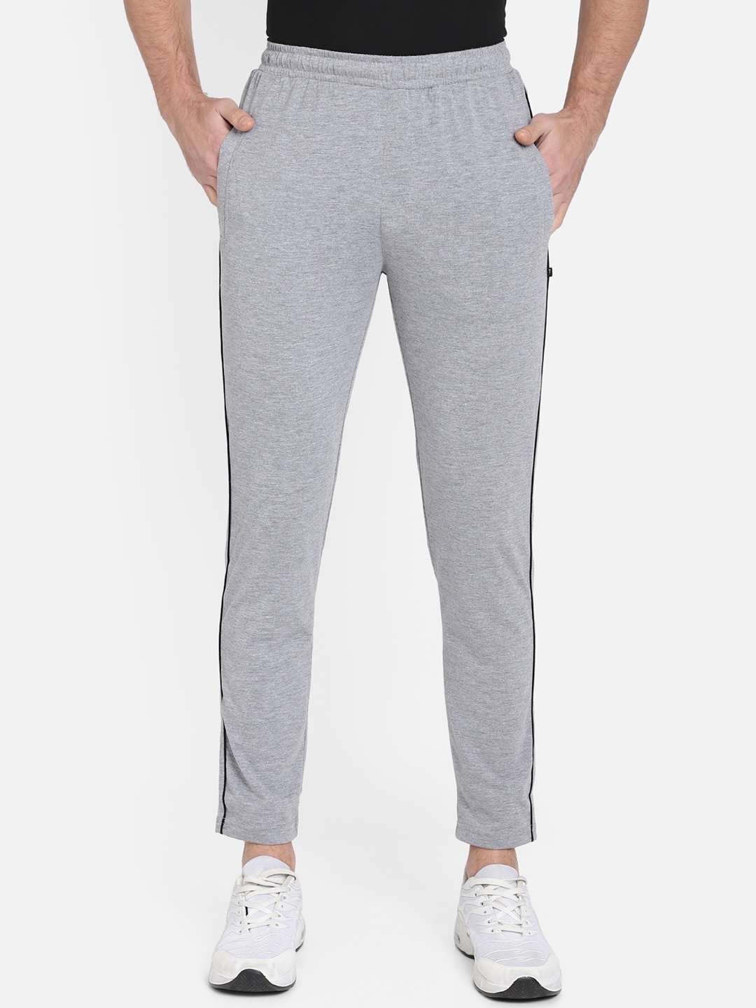 

PROTEENS Men Grey Solid Straight-Fit Track Pants