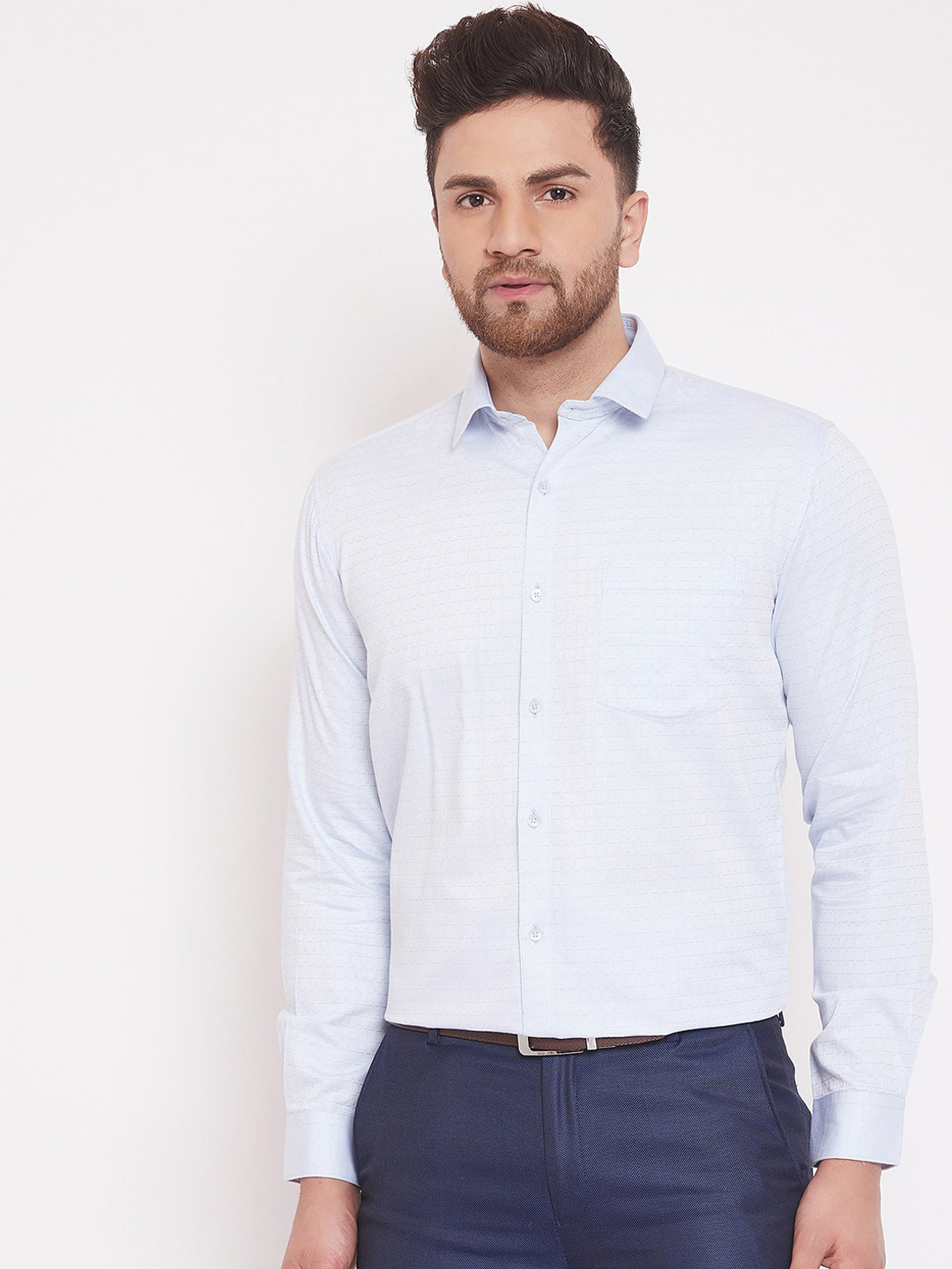 

Canary London Men Blue Slim Fit Checked Casual Shirt