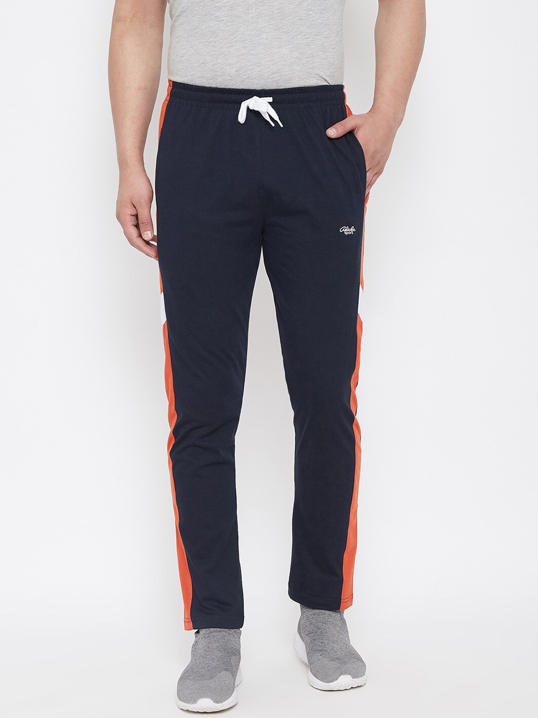 

Adobe Men Navy Blue Solid Straight-Fit Track Pants