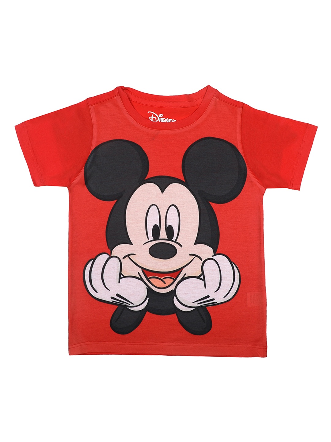 

Disney by Wear Your Mind Boys Red & Black Mickey Mouse Printed Round Neck T-shirt