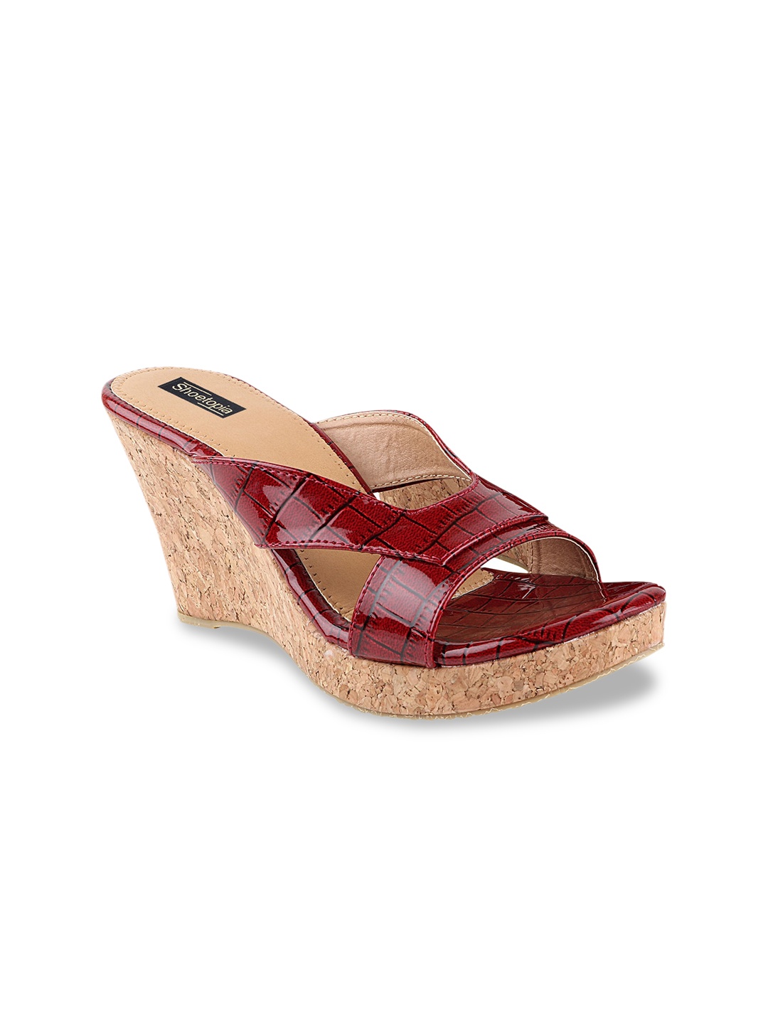 

Shoetopia Women Red Textured Sandals