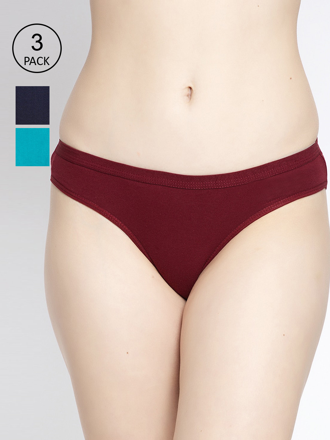 

GRACIT Women Pack Of 3 Solid Bikini Briefs PW35-14-17-20, Maroon