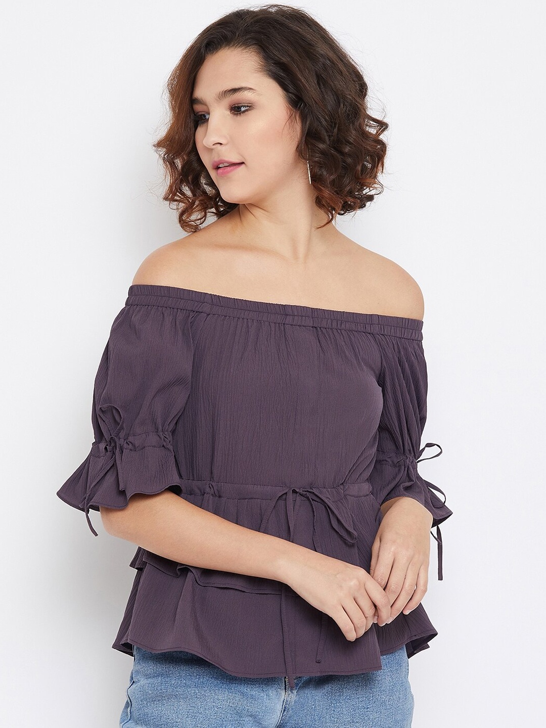 

Imfashini Women Purple Solid Peplum Top