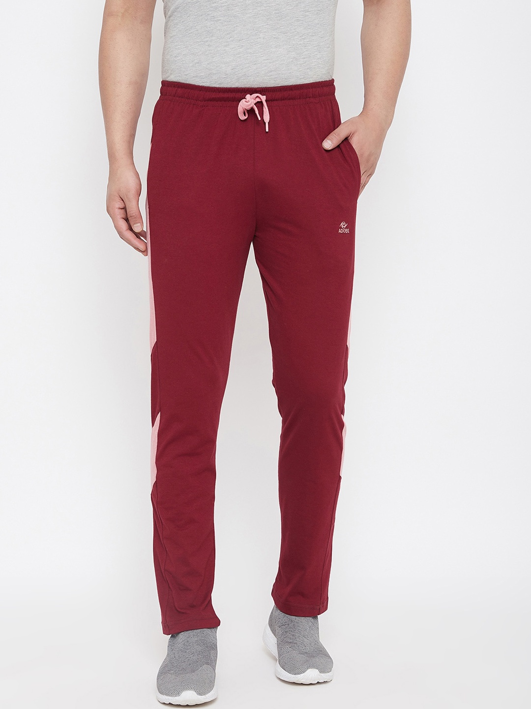 

Adobe Men Maroon Solid Straight-Fit Track Pants
