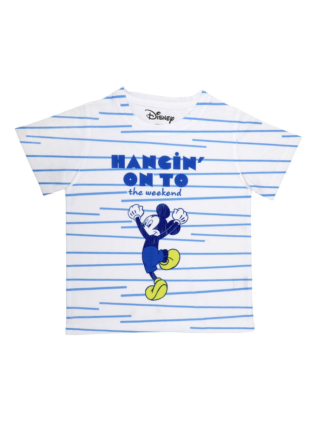 Disney by Wear Your Mind Boys White & Blue Mickey Mouse Print T-shirt