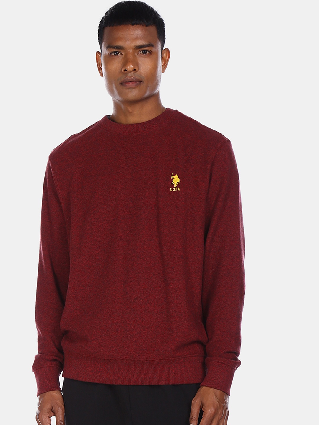 

U.S. Polo Assn. Men Maroon Solid Sweatshirt