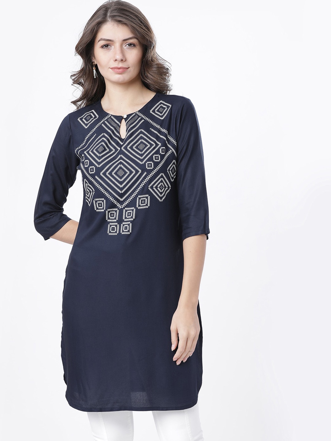 

Vishudh Women Navy Blue Printed Tunic