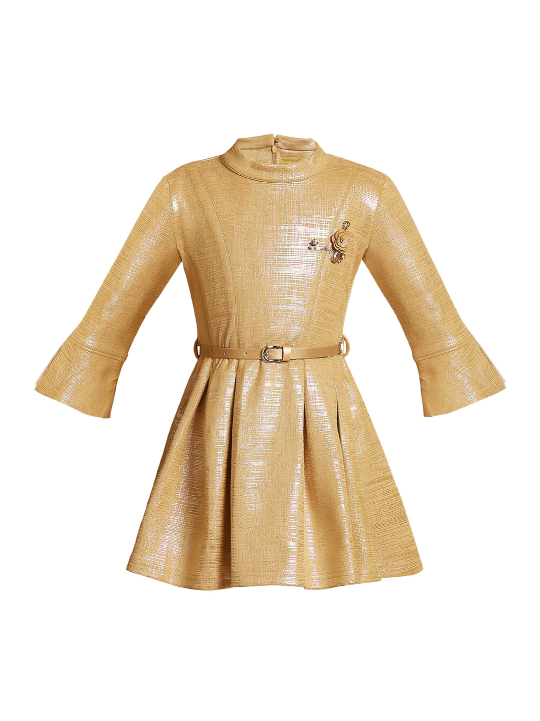 

Tiny Baby Girls Mustard Solid Fit and Flare Dress