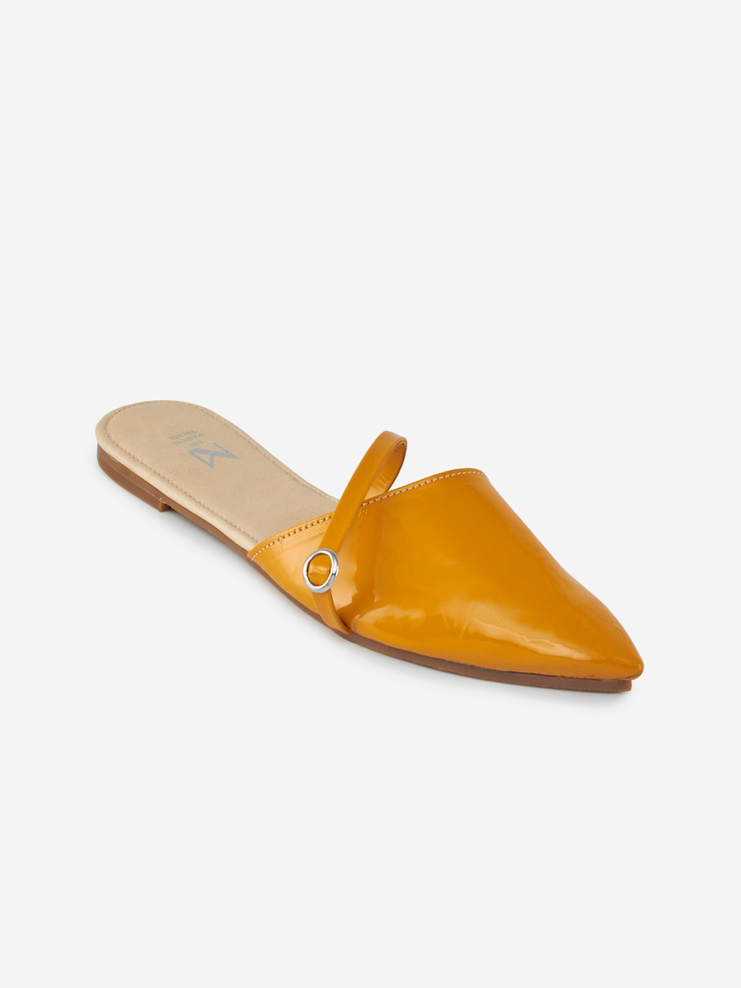 

THE MADRAS TRUNK Women Yellow Solid Leather Mules