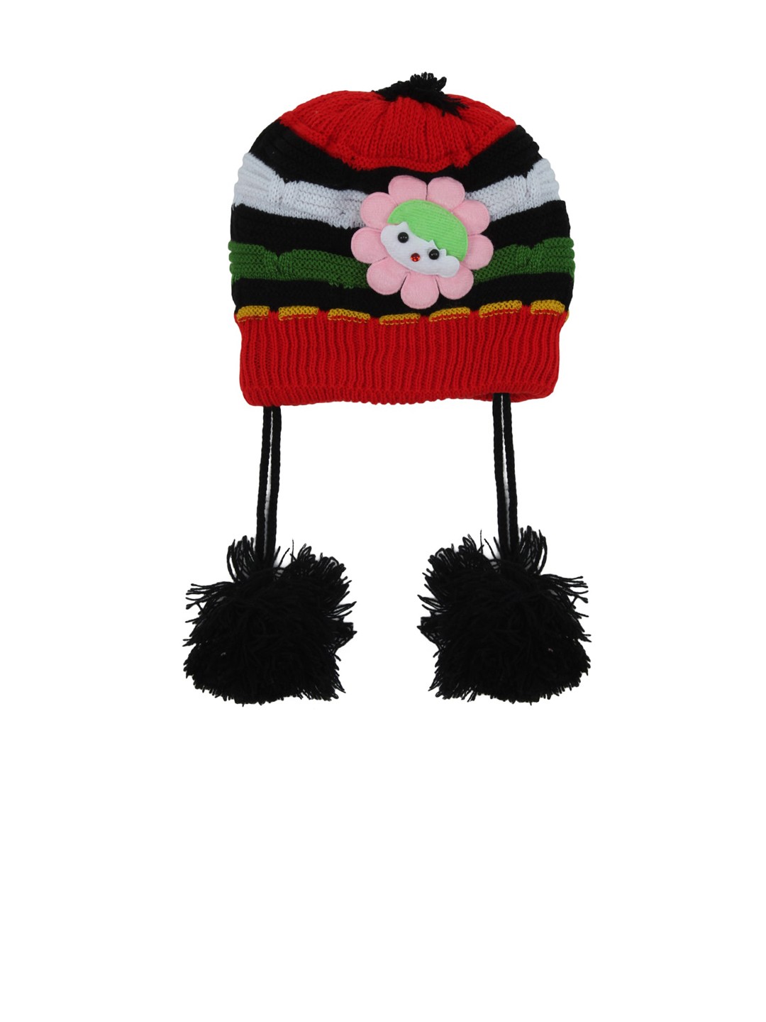 

Superminis Unisex Kids Red & Black Self Design Beanie