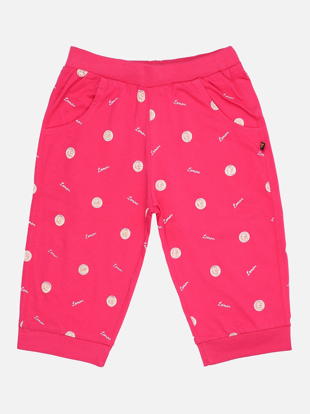 

PROTEENS Girls Fuchsia Pink Printed Tight Fit Capris