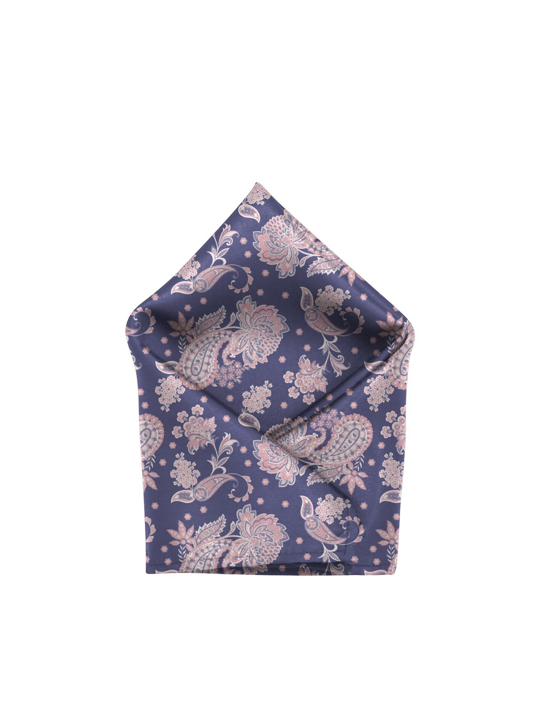 

Blacksmith Men Navy Blue & Peach Coloured Printed Sustainable Pocket Square