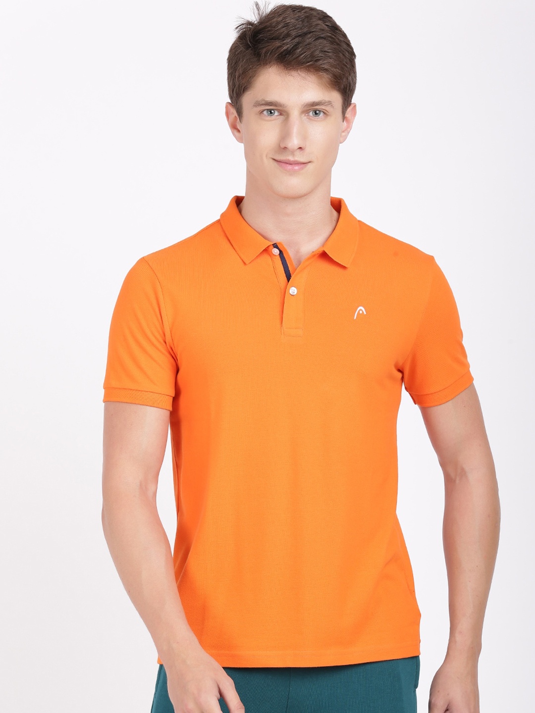 

Head Men Orange Solid Polo Collar T-shirt