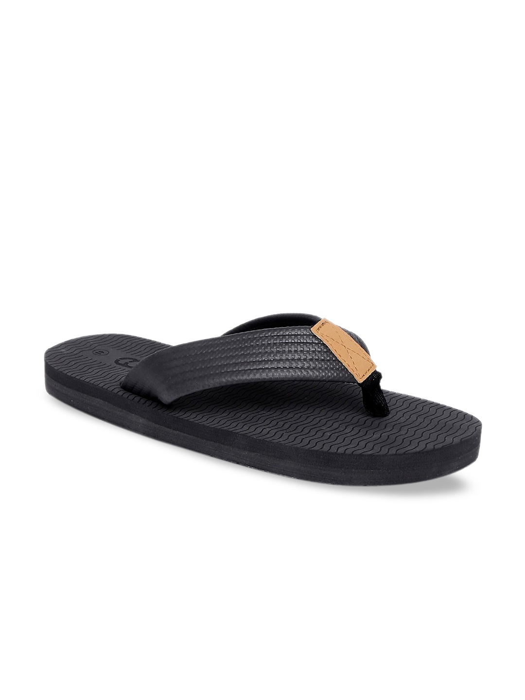 

Ajile by Pantaloons Men Black Self Design Thong Flip-Flops