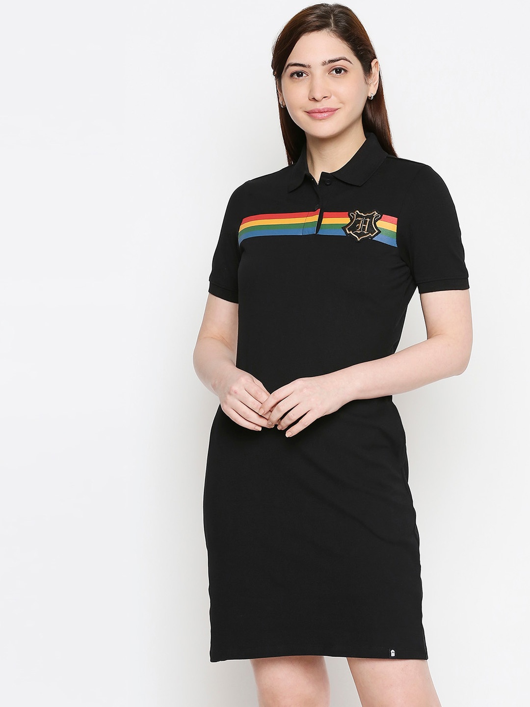 

The Souled Store Women Black Printed T-shirt Dress