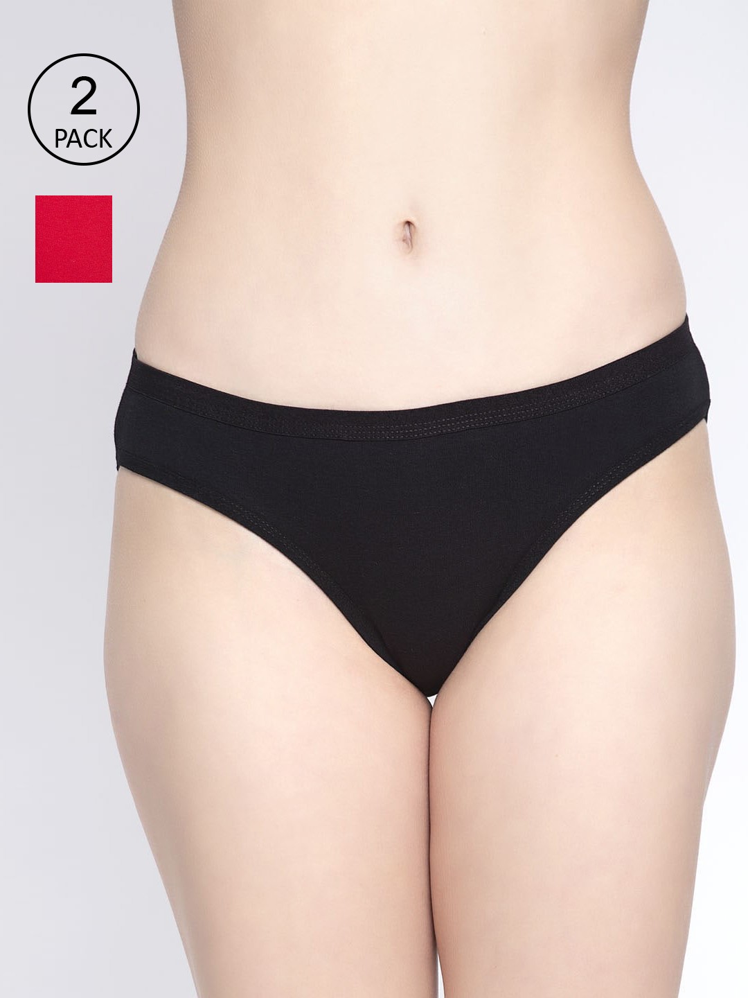 

GRACIT Women Pack Of 2 Solid Bikini Briefs PW35-01-03-, Black