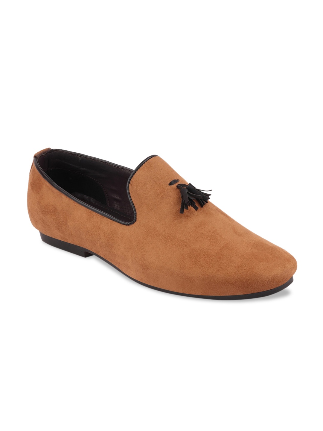 

FAUSTO Men Tan Brown Solid Velvet Loafers